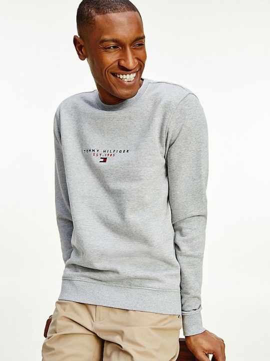 Tommy Hilfiger Essential Organic Baumwoll Crew Neck Sweatshirts Herren Grau | AT253OWVL