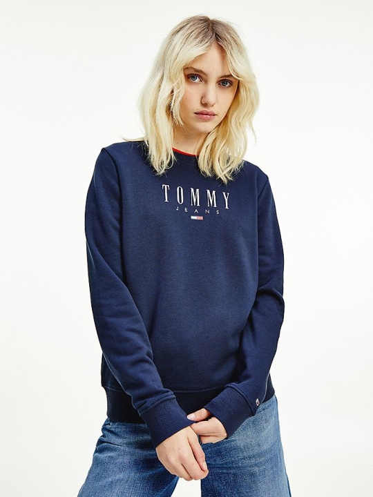 Tommy Hilfiger Essential Organic Baumwoll Logo Sweatshirts Damen Hellnavy | AT306CGSE