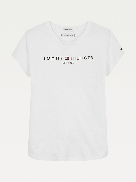 Tommy Hilfiger Essential Organic Baumwoll Logo T-shirts Kinder Weiß | AT350WLVH