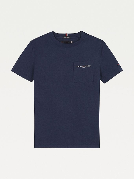 Tommy Hilfiger Essential Organic Baumwoll Chest Pocket T-shirts Kinder Hellnavy | AT368JLSW