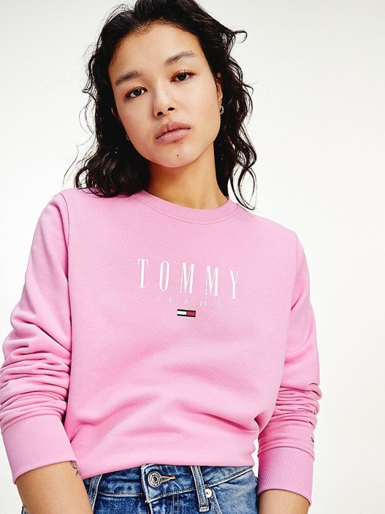 Tommy Hilfiger Essential Organic Baumwoll Logo Sweatshirts Damen Rosa | AT913DKHV