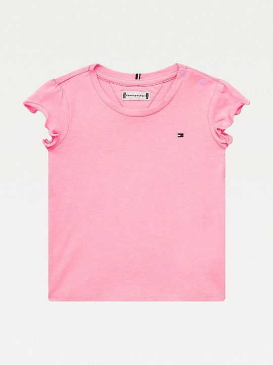 Tommy Hilfiger Essential Ruffle Sleeve T-shirts Kinder Rosa | AT708EFCQ