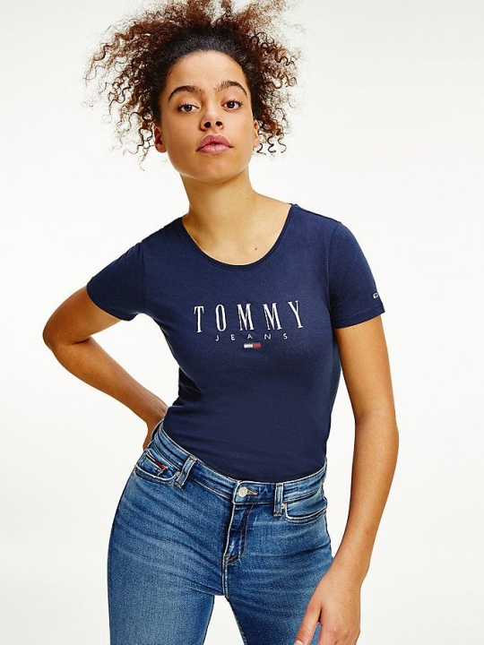 Tommy Hilfiger Essential Schlank Fit T-shirts Damen Hellnavy | AT765PUZK