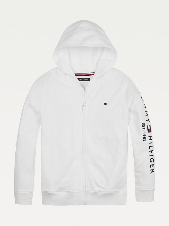 Tommy Hilfiger Essential Sleeve Logo Hoodie Kinder Weiß | AT186VHXG