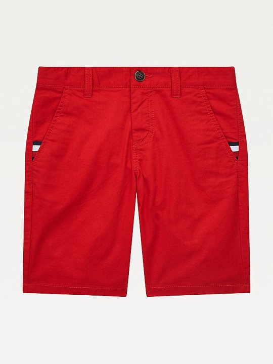 Tommy Hilfiger Essential Slim TH Flex Chino Kurze Hose Kinder Tiefesrot | AT754QOKL