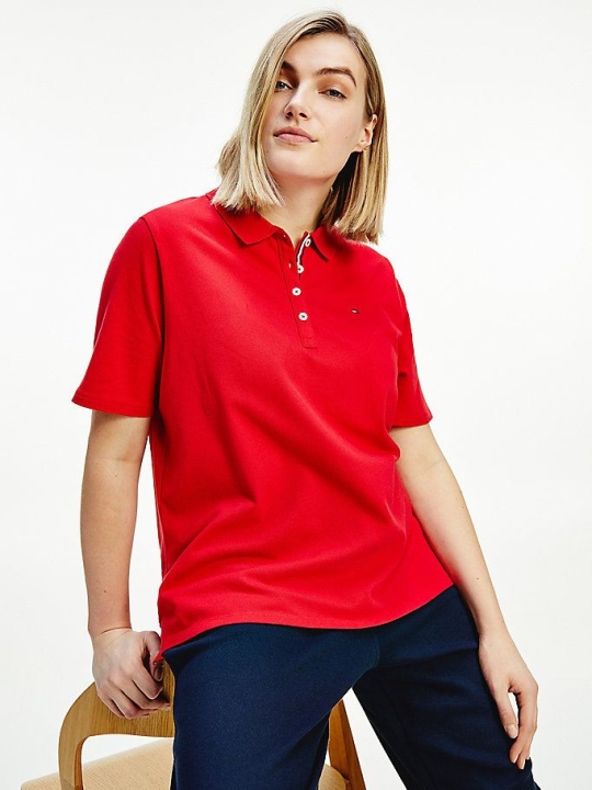 Tommy Hilfiger Essentials Curve Polo Shirts Damen Rot | AT591LOTJ