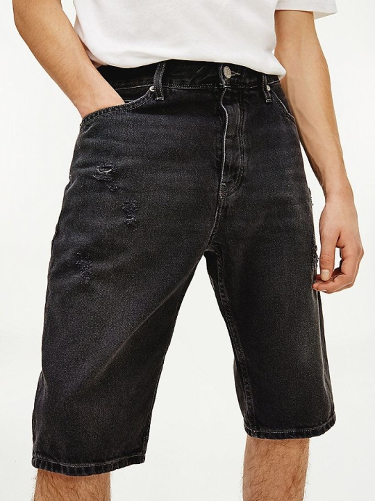 Tommy Hilfiger Ethan Relaxed Distressed Denim Kurze Hose Herren Schwarz | AT596NTVQ