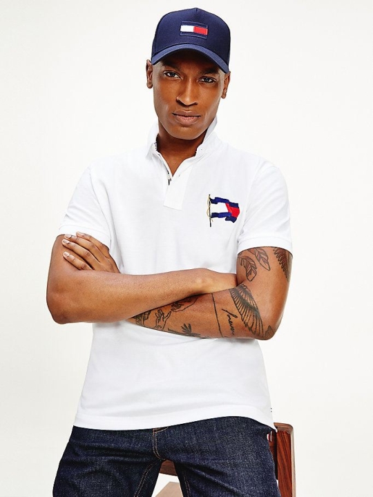 Tommy Hilfiger Flag Baumwoll Polo Shirts Herren Weiß | AT174ZHYC