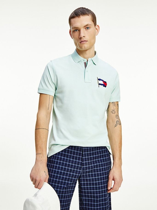 Tommy Hilfiger Flag Baumwoll Polo Shirts Herren Grün | AT203VSAN