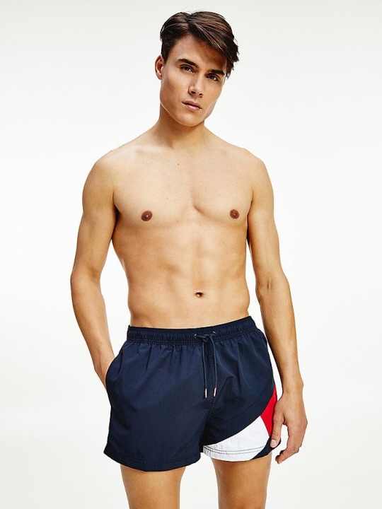 Tommy Hilfiger Flag Drawstring Kurzes Length Swim Bademode Herren Dunkelblau | AT846XGLQ