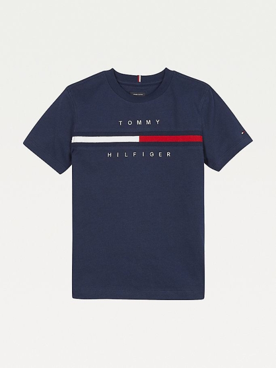 Tommy Hilfiger Flag Logo Crew Neck T-shirts Kinder Hellnavy | AT073BCHO