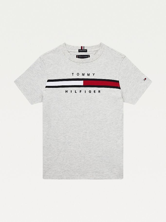 Tommy Hilfiger Flag Logo Crew Neck T-shirts Kinder Hellgrau | AT574OEJM