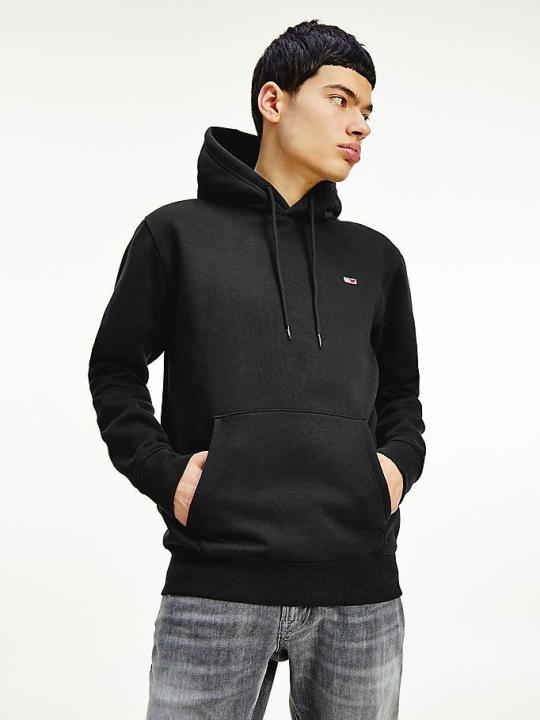 Tommy Hilfiger Fleece Flag Patch Hoodie Herren Schwarz | AT198VFPC