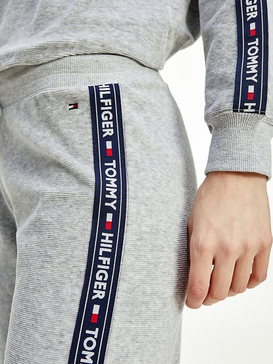 Tommy Hilfiger Gerippt Logo Tape Nachtwäsche Damen Grau | AT596QYWX