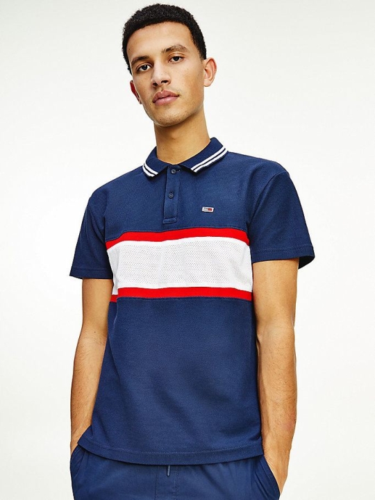 Tommy Hilfiger Gestreift Honeycomb Pique Relaxed Fit Polo Shirts Herren Hellnavy Mehrfarbig | AT308SKVD