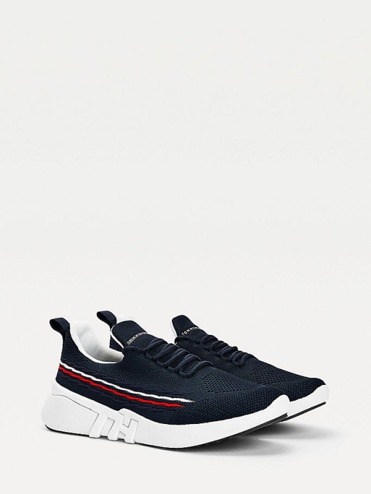 Tommy Hilfiger Gestrickt Monogram Sneakers Herren Dunkelblau | AT349XNEV