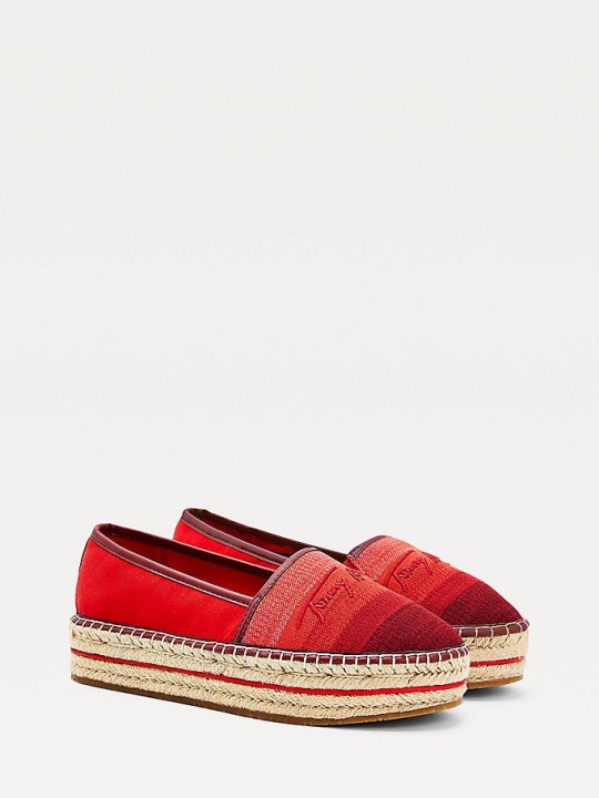 Tommy Hilfiger Gradient Flatform Espadrilles Flache Schuhe Damen Rot | AT065YWMR