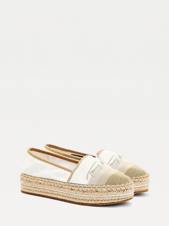 Tommy Hilfiger Gradient Flatform Espadrilles Flache Schuhe Damen Weiß | AT450FZDW