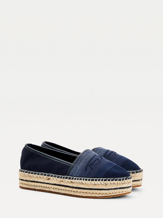 Tommy Hilfiger Gradient Flatform Espadrilles Flache Schuhe Damen Dunkelblau | AT452RCZP