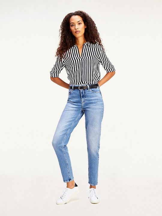 Tommy Hilfiger Gramercy High Rise Tapered Jeans Damen Hellblau | AT308IWMF