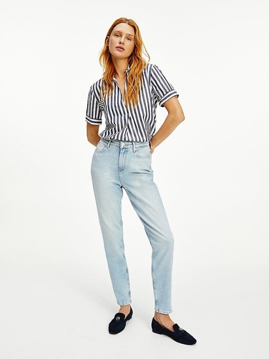 Tommy Hilfiger Gramercy High Rise Tapered Jeans Damen Hellblau | AT604FDUE