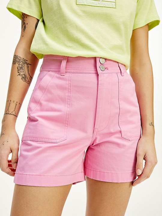 Tommy Hilfiger Harper Badge High Rise Kurze Hose Damen Rosa | AT184AELO