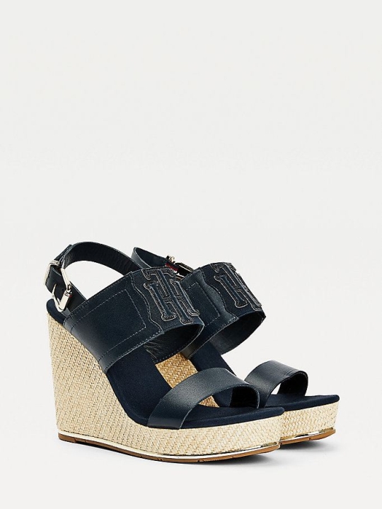 Tommy Hilfiger High Wedge Espadrilles Keilabsatz Sandalen Damen Dunkelblau | AT271HMEC