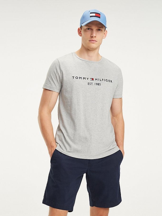 Tommy Hilfiger Hilfiger Logo T-shirts Herren Grau | AT935FOXW