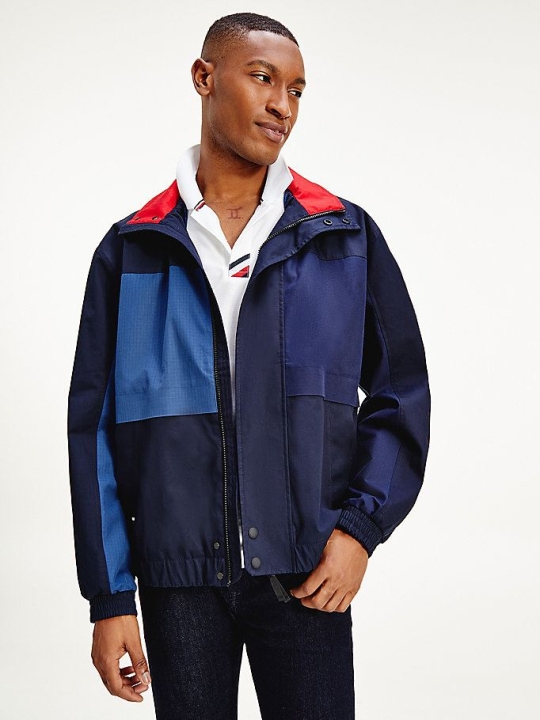 Tommy Hilfiger Icons Colour-Blocked Bomber Jacke Herren Dunkelblau | AT708DCWN