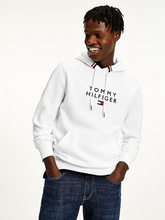 Tommy Hilfiger Logo Flex Fleece Hoodie Herren Weiß | AT703WSCE