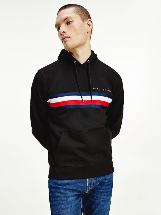 Tommy Hilfiger Logo Print Hoodie Herren Schwarz | AT489TCWF