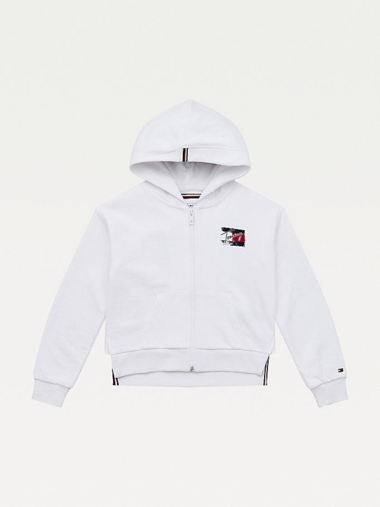 Tommy Hilfiger Logo Print Hoodie Kinder Weiß | AT716DMUB