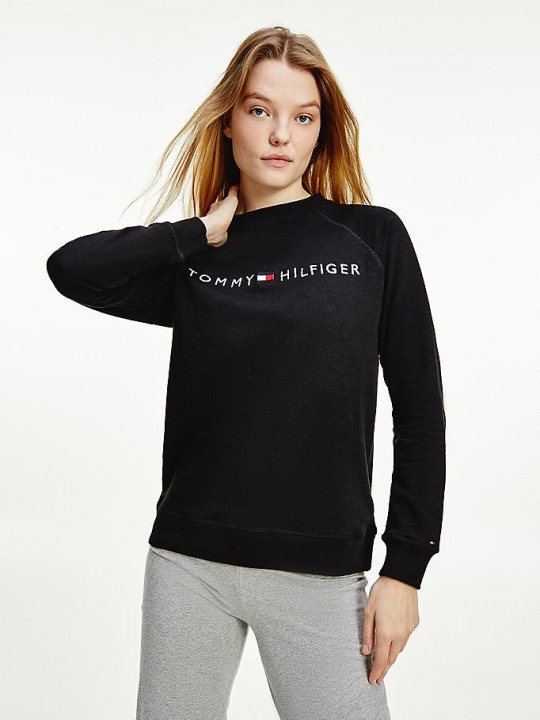 Tommy Hilfiger Logo Raglan Nachtwäsche Damen Schwarz | AT198BVHJ