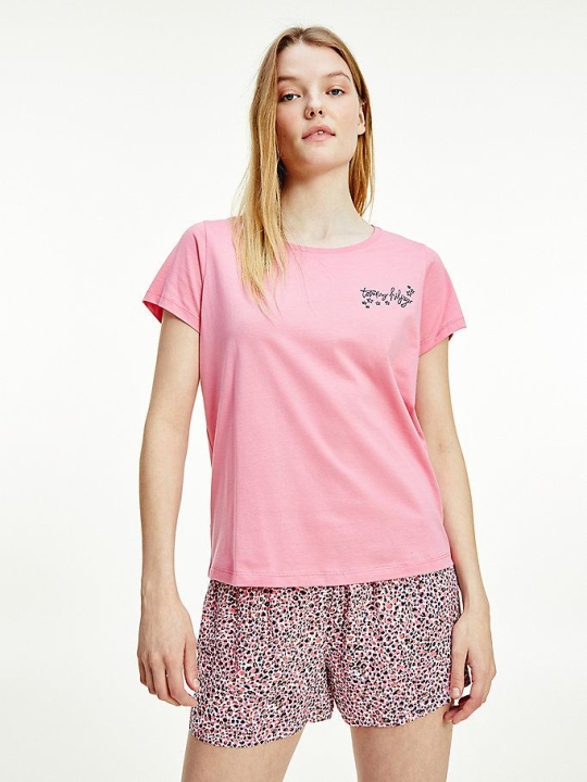 Tommy Hilfiger Logo Round Neck Nachtwäsche Damen Rosa | AT687UWOJ