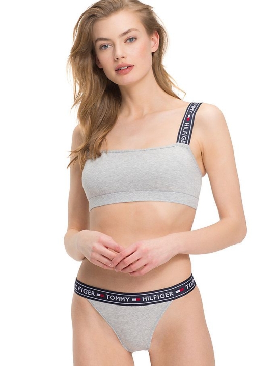 Tommy Hilfiger Logo Spitze Bralette Unterwäsche Damen Grau | AT743ZKML