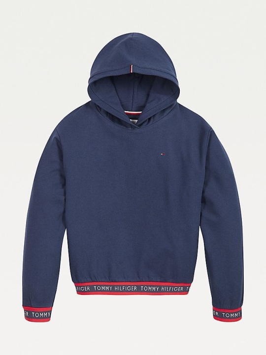 Tommy Hilfiger Logo Tape Hoodie Kinder Hellnavy | AT369JTSK