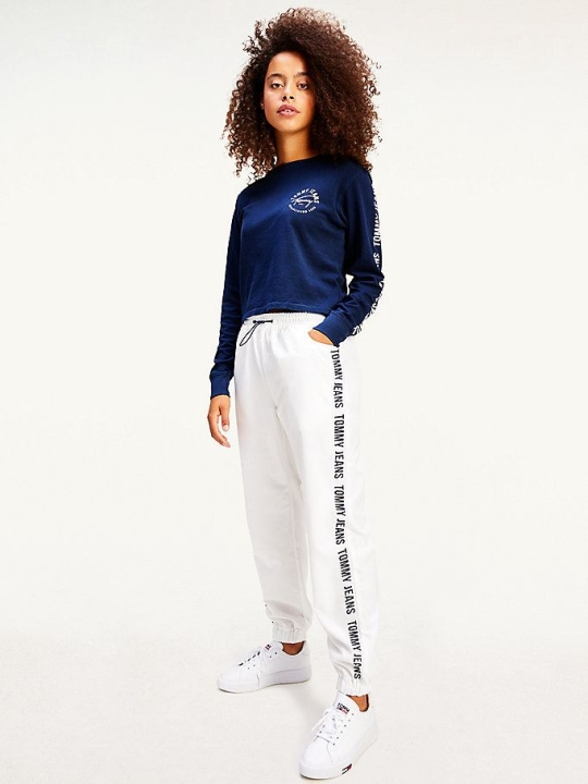 Tommy Hilfiger Long Sleeve Cropped Fit T-shirts Damen Hellnavy | AT345MYWQ