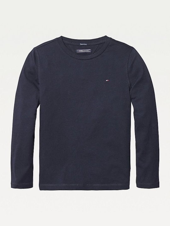 Tommy Hilfiger Long-Sleeve Organic Baumwoll T-shirts Kinder Dunkelblau | AT754FKBV