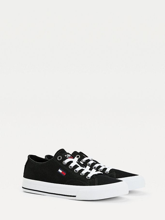 Tommy Hilfiger Low-Top Flag Sneakers Damen Schwarz | AT601KPLR