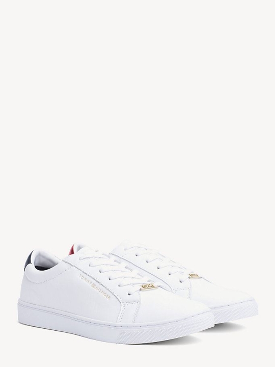 Tommy Hilfiger Metallic Back Spitze-Up Sneakers Damen Weiß | AT021QDYC