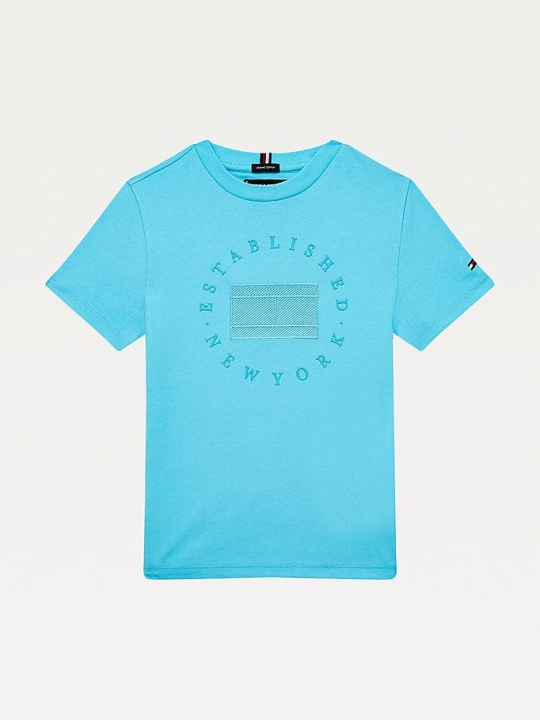 Tommy Hilfiger New York Logo T-shirts Kinder Blau | AT761OVEA