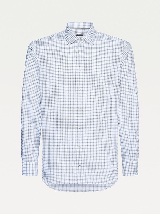 Tommy Hilfiger Non-Iron Checked Hemd Herren Blau Weiß Grau | AT213MZTK