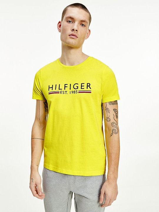 Tommy Hilfiger Organic Baumwoll 1985 Logo T-shirts Herren Zitrone Hellgrün | AT835HCFY