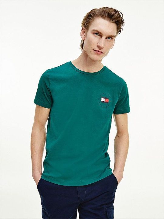 Tommy Hilfiger Organic Baumwoll Circle Logo T-shirts Herren Grün | AT138RILC