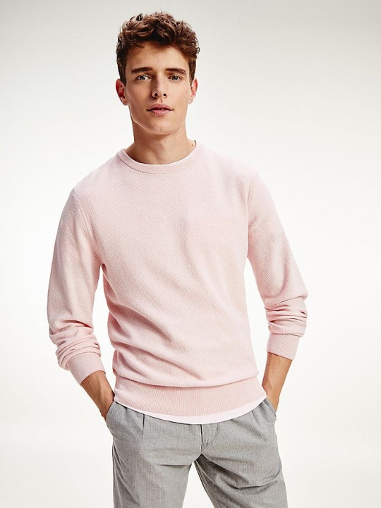 Tommy Hilfiger Organic Baumwoll Crew Neck Jumper Pullover Herren Rosa | AT763IMDK