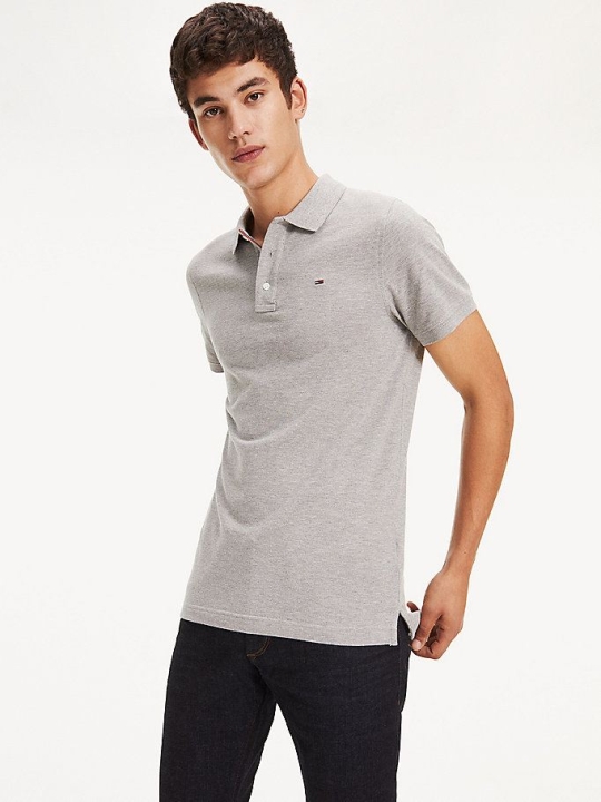 Tommy Hilfiger Organic Baumwoll Fine Pique Slim Polo Shirts Herren Grau | AT801XLYE