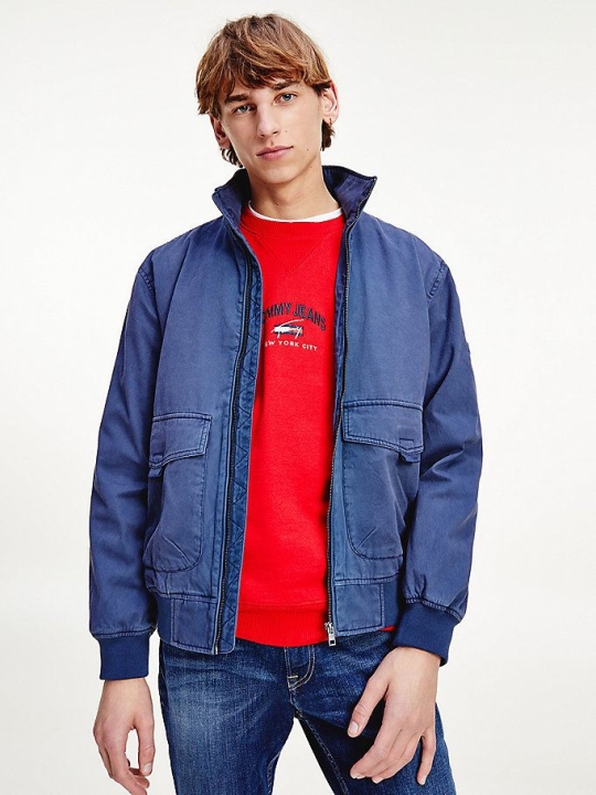 Tommy Hilfiger Organic Baumwoll Flag Collar Bomber Jacke Herren Hellnavy | AT815VCYU