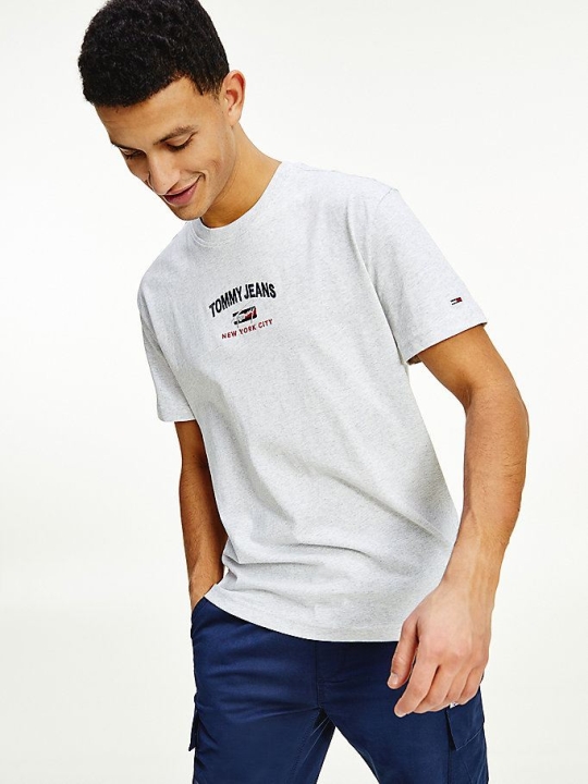 Tommy Hilfiger Organic Baumwoll Flag T-shirts Herren Silber Grau | AT169BJUD