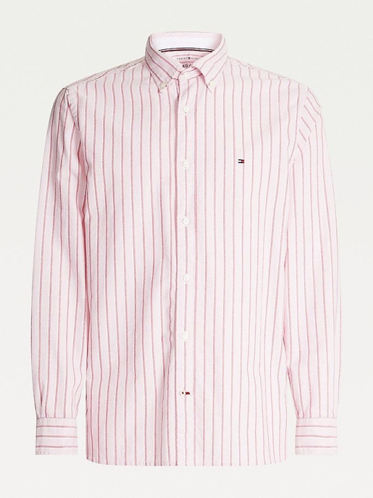 Tommy Hilfiger Organic Baumwoll Oxford Stripe Hemd Herren Rosa Mehrfarbig | AT460CQRG