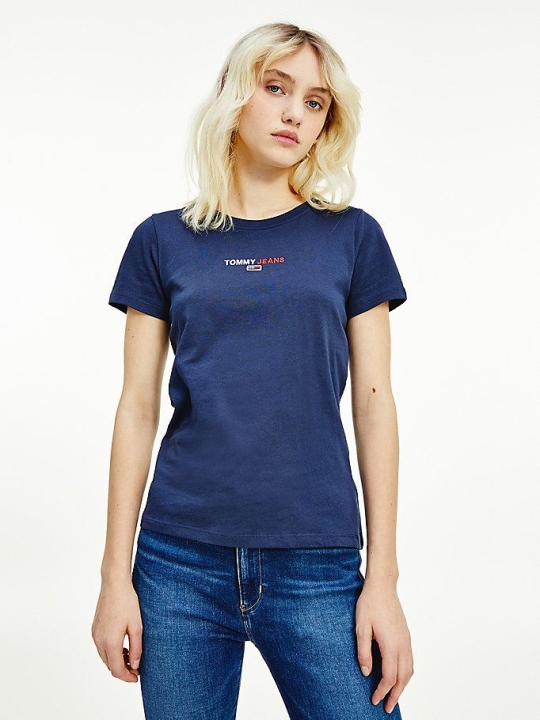 Tommy Hilfiger Organic Baumwoll Slim Fit T-shirts Damen Hellnavy | AT430UFKM